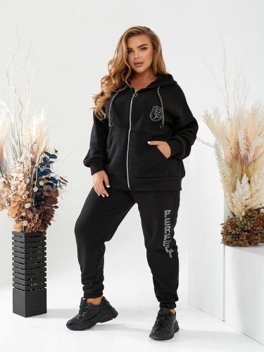 Костюм двойка на флисе "Perfect" , черный (Киргизия, разные фабрики) — размеры 70-72