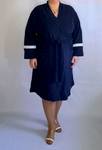 Халат махровый тёмно-синий (Smart-Woman, Россия) — размеры 68-70, 72-74