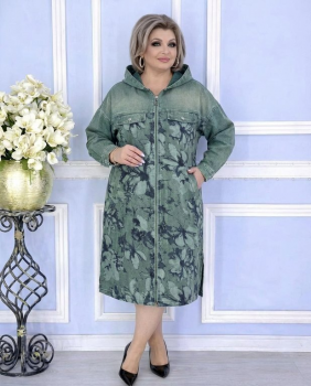 ДЖинсовый кардиган "Цветы" ( зеленый) ДЖинсовый кардиган "Цветы" ( зеленый)